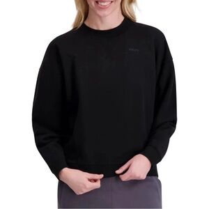 DKNY Sport Women's Crewneck Long Sleeves Fleece Logo Sweatshirt Black Small